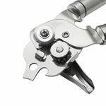 3-in-1 Verdickter manueller multifunktionaler Flaschenöffner aus 304 Edelstahl, Silber + schwarzer Streifen