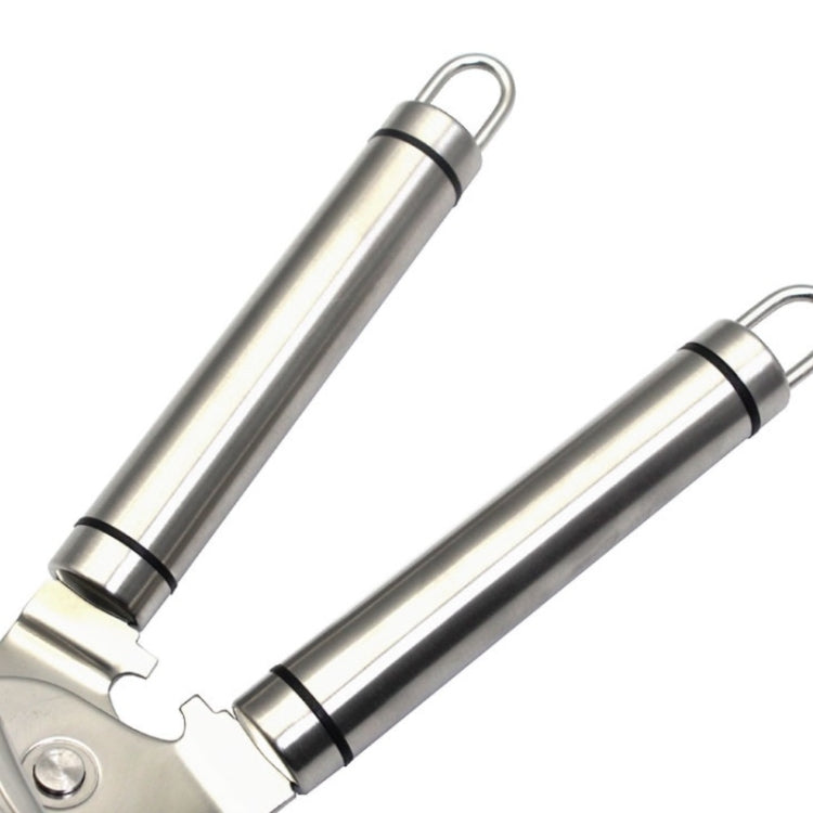 3-in-1 Verdickter manueller multifunktionaler Flaschenöffner aus 304 Edelstahl, Silber + schwarzer Streifen
