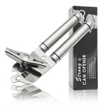 3-in-1 Verdickter manueller multifunktionaler Flaschenöffner aus 304 Edelstahl, Silber + schwarzer Streifen