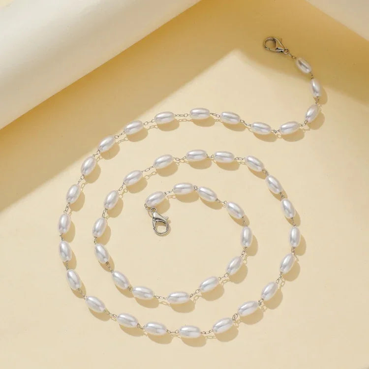 Masken-Anti-Verlust-Schlüsselband-Halskette, einfache, ovale Perlenmasken-Brillenkette, ovale Perlenkette