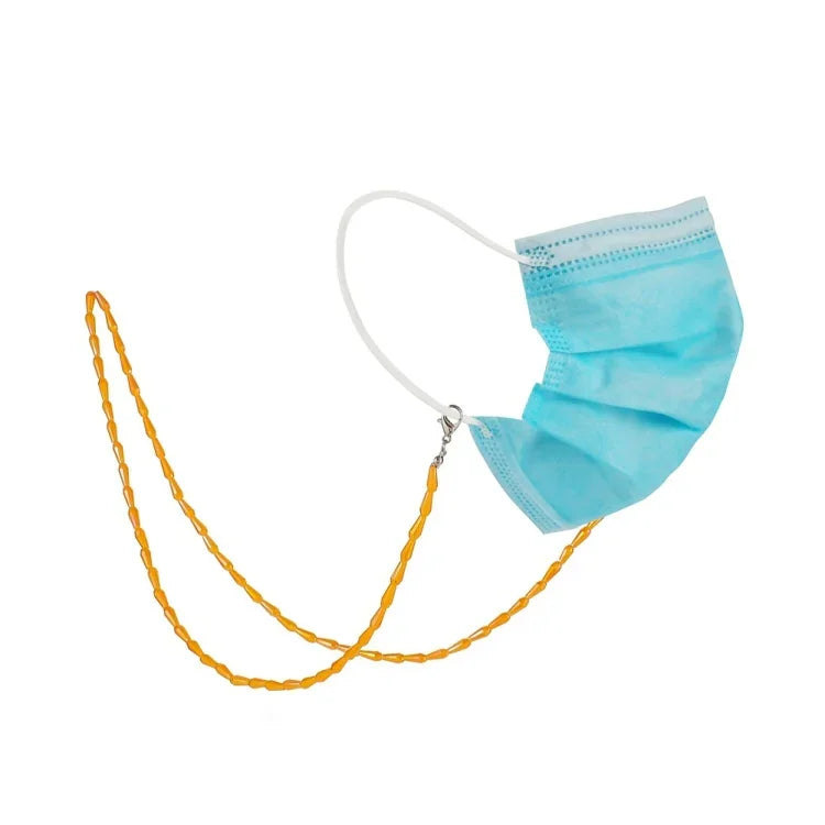 Maskenkette mit facettierten Kristallen im Tropfen-Stil, Brillenband, Schwarz, Weiß, Orange, Weinrot, Transparent Pink