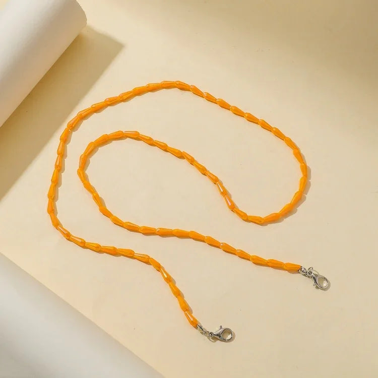 Maskenkette mit facettierten Kristallen im Tropfen-Stil, Brillenband, Schwarz, Weiß, Orange, Weinrot, Transparent Pink