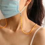 Maskenkette mit facettierten Kristallen im Tropfen-Stil, Brillenband, Schwarz, Weiß, Orange, Weinrot, Transparent Pink