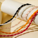 Maskenkette mit facettierten Kristallen im Tropfen-Stil, Brillenband, Schwarz, Weiß, Orange, Weinrot, Transparent Pink