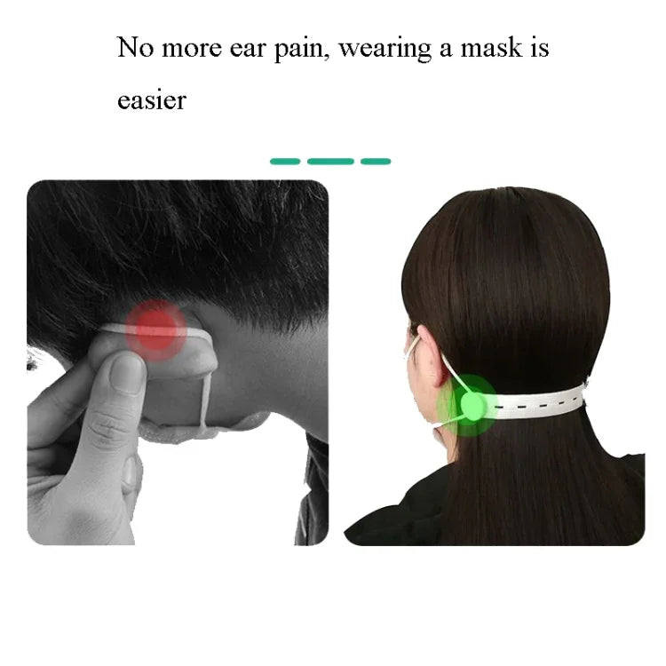Masken Haken Verstellbare Schnalle Ohrenschützende Maske Anti-Squeeze Ohr Lanyard Verlängerung Ohrseil, Weiß, Schwarz