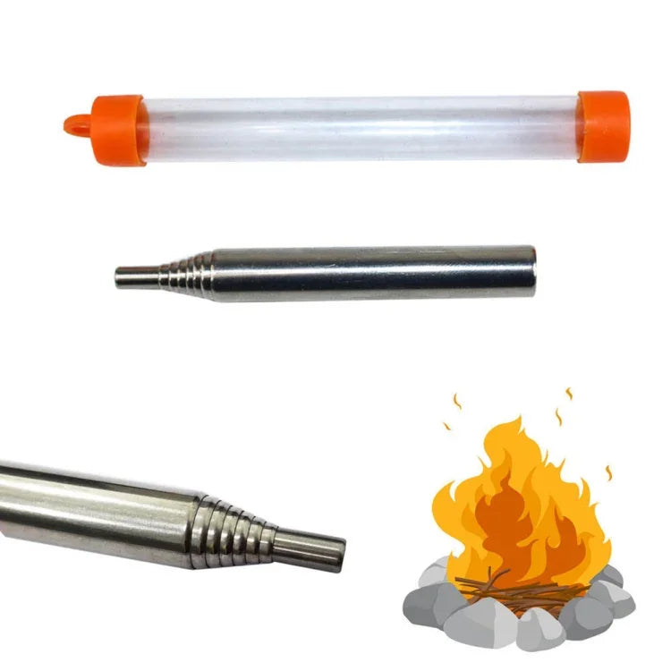 Camping Survival Feuerblasrohr Notfall-Feuerstarter Ausziehbares Blasrohr, 8 Abschnitte