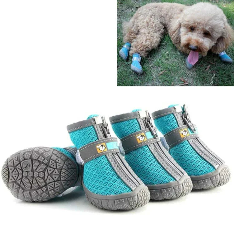 4 PCS / Set Breathable Non-slip Wear-resistant Dog Shoes Pet Supplies, 2.8x3.5cm, 3.3x4cm, 3.8x4.3cm, 4.3x4.8cm, 4.8x5.3cm