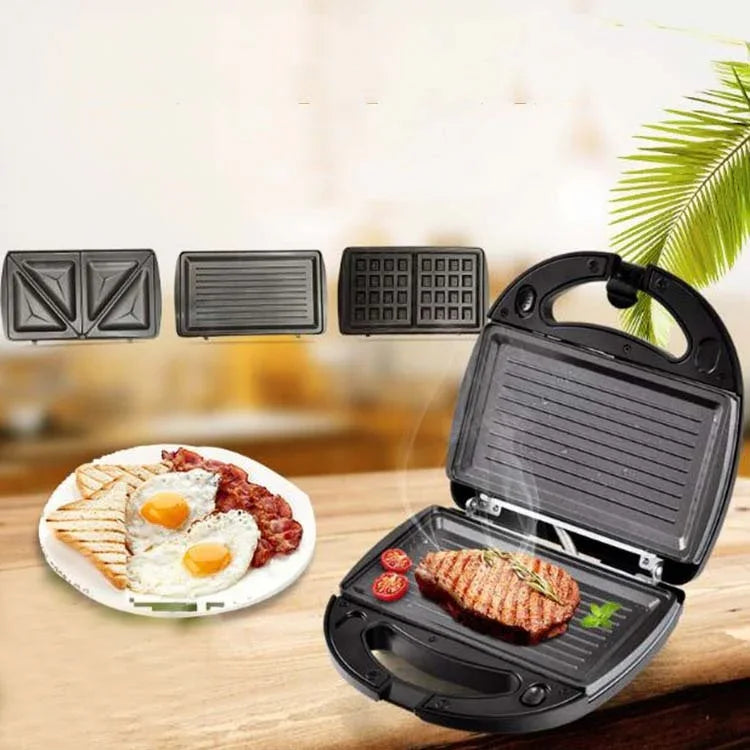 3-in-1-Sandwichmaker, Multifunktions-Waffeleisen, Panini-Frühstücksmaker, EU-Stecker, 3-in-1-Sandwichmaker