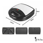3-in-1-Sandwichmaker, Multifunktions-Waffeleisen, Panini-Frühstücksmaker, EU-Stecker, 3-in-1-Sandwichmaker