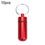 10 Stück tragbare, versiegelte, wasserdichte Erste-Hilfe-Pillenflasche aus Aluminiumlegierung mit Schlüsselanhänger