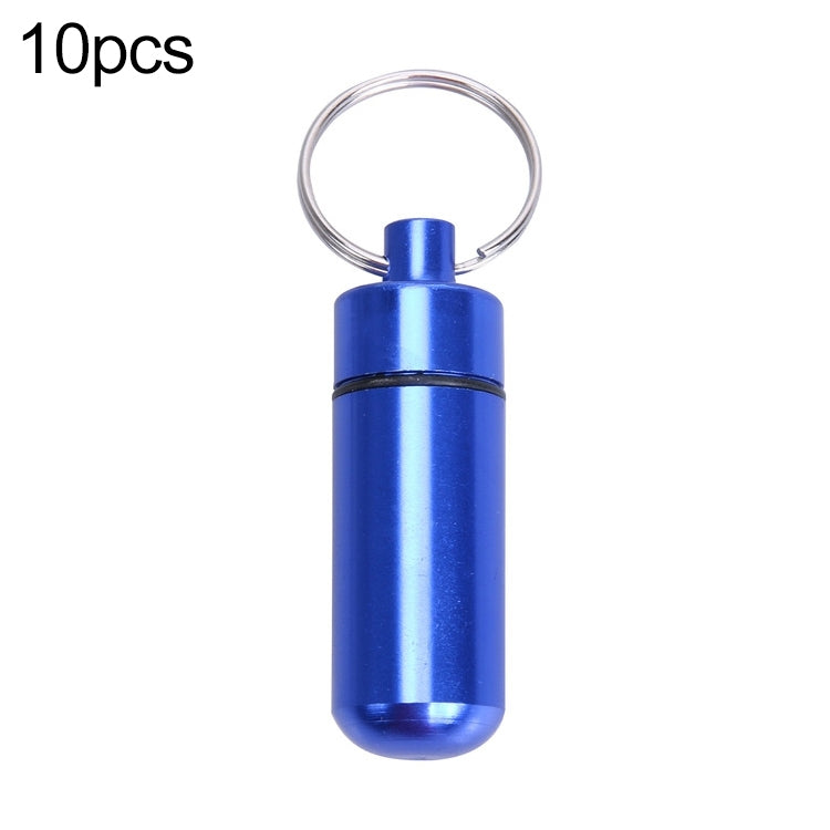 10 Stück tragbare, versiegelte, wasserdichte Erste-Hilfe-Pillenflasche aus Aluminiumlegierung mit Schlüsselanhänger