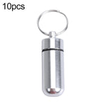 10 Stück tragbare, versiegelte, wasserdichte Erste-Hilfe-Pillenflasche aus Aluminiumlegierung mit Schlüsselanhänger