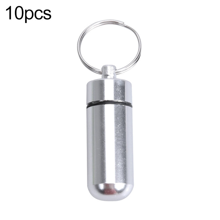 10 Stück tragbare, versiegelte, wasserdichte Erste-Hilfe-Pillenflasche aus Aluminiumlegierung mit Schlüsselanhänger