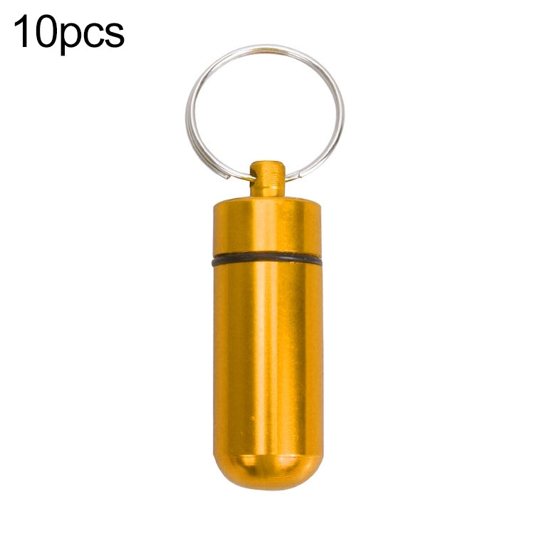 10 Stück tragbare, versiegelte, wasserdichte Erste-Hilfe-Pillenflasche aus Aluminiumlegierung mit Schlüsselanhänger
