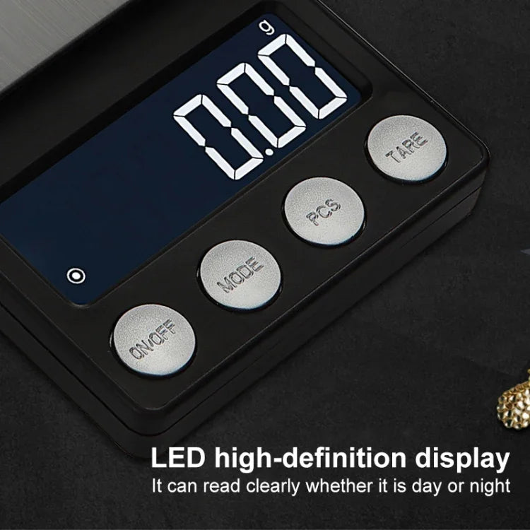 Hochpräzise elektronische Waage, Mini tragbare Schmuck-Medizinwaage, 500g/0,1g, 100g/0,01g, 200g/0,01g, 300g/0,01g, 500g/0,01g, 1000g/0,1g