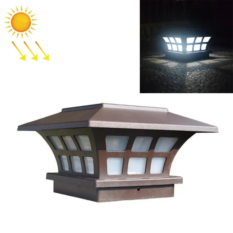 Solar-Kaffee-Säulen-Kopflampe, wasserdichte dekorative Wandlampe für den Außenbereich, weißes Licht, warmes Licht
