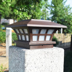 Solar-Kaffee-Säulen-Kopflampe, wasserdichte dekorative Wandlampe für den Außenbereich, weißes Licht, warmes Licht