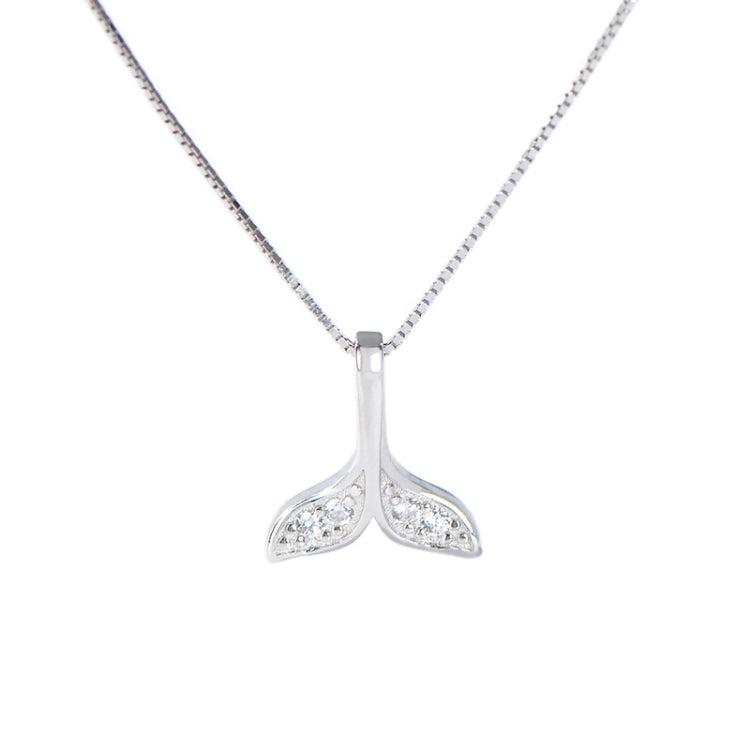 S925 Sterling Silber Fischschwanz-Halskette Mädchen Schmuck Walschwanz-Halskette