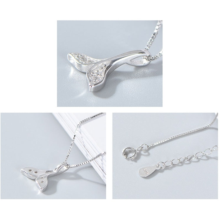 S925 Sterling Silber Fischschwanz-Halskette Mädchen Schmuck Walschwanz-Halskette