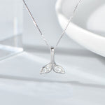 S925 Sterling Silber Fischschwanz-Halskette Mädchen Schmuck Walschwanz-Halskette