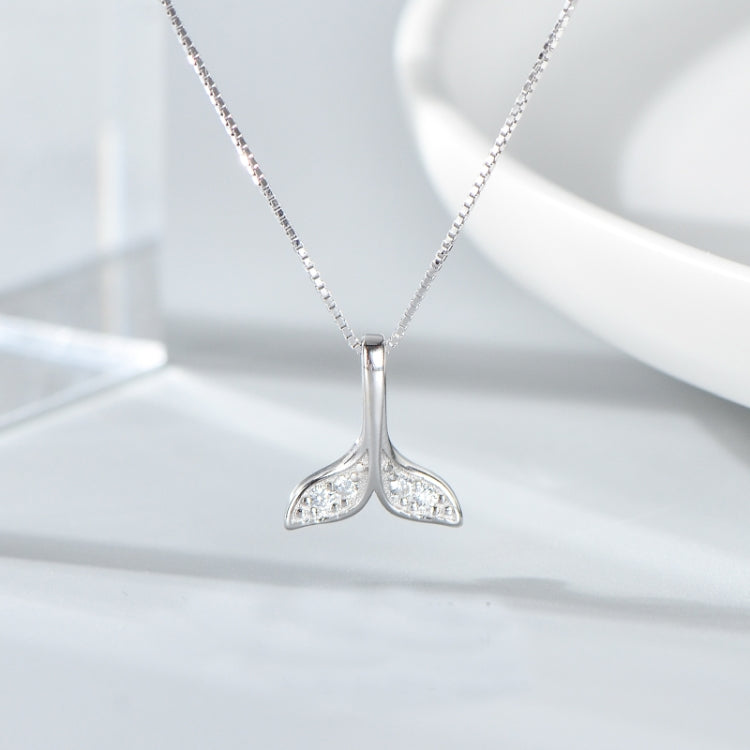 S925 Sterling Silber Fischschwanz-Halskette Mädchen Schmuck Walschwanz-Halskette