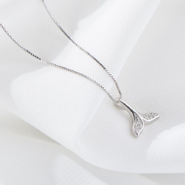 S925 Sterling Silber Fischschwanz-Halskette Mädchen Schmuck Walschwanz-Halskette