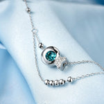 S925 Sterlingsilber eingelegte Zirkon Mädchen-Fußschmuck Doppelte runde Perlen-Fußkette, Roségold, Weißgold