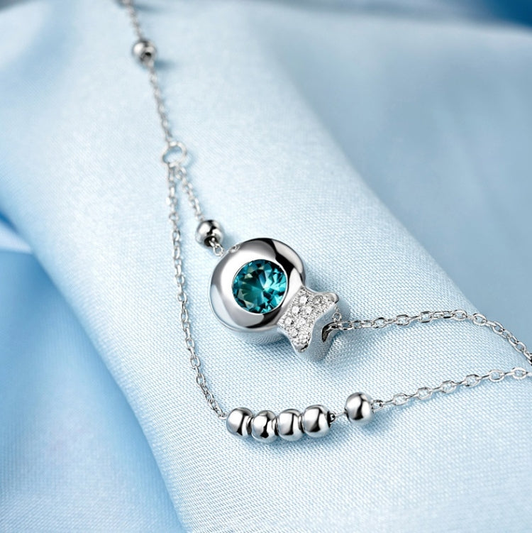 S925 Sterlingsilber eingelegte Zirkon Mädchen-Fußschmuck Doppelte runde Perlen-Fußkette, Roségold, Weißgold