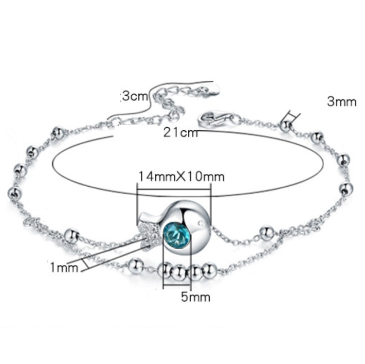 S925 Sterlingsilber eingelegte Zirkon Mädchen-Fußschmuck Doppelte runde Perlen-Fußkette, Roségold, Weißgold