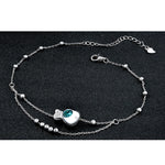 S925 Sterlingsilber eingelegte Zirkon Mädchen-Fußschmuck Doppelte runde Perlen-Fußkette, Roségold, Weißgold
