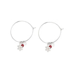 Ohrringe aus 925er Sterlingsilber mit funkelndem Diamanten, roter Kugel und Schneeflockenmotiv – Weihnachtsohrringe