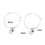 Ohrringe aus 925er Sterlingsilber mit funkelndem Diamanten, roter Kugel und Schneeflockenmotiv – Weihnachtsohrringe