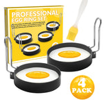2er-Pack Eierring Eisen-Sprühbeschichtung Antihaft-Rundes Omelett-Modell Omelett-Form mit Pinsel, 4er-Pack