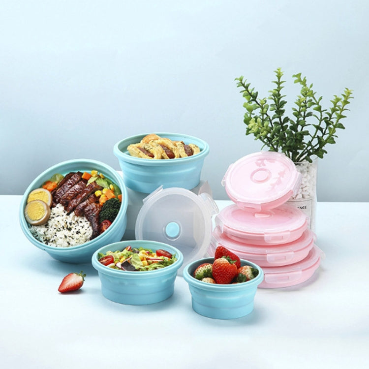 Mikrowellen-tragbare Klapp-Lunchbox Runde Silikon-Lunchbox, zufällige Farblieferung, Fassungsvermögen: 350 ml, 350 ml, 500 ml, 800 ml, 1200 ml