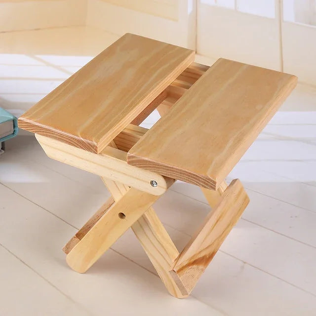 Tragbarer, einfacher Klapphocker aus massivem Kiefernholz, Outdoor-Angelstuhl, Klapphocker aus Holz