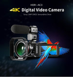 ORDRO AC3 3,1 Zoll IPS Bildschirm 4K Full HD 13MP Nachtsicht WiFi Live Camcorder DV Digitalkamera, Standard, Standard + Mikrofon, Standard + Mikrofon + Handhalterung, Standard + Mikrofon + Zusatzlicht
