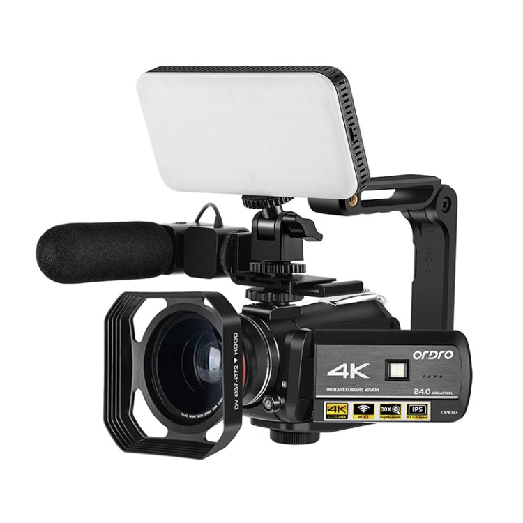 ORDRO AC3 3,1 Zoll IPS Bildschirm 4K Full HD 13MP Nachtsicht WiFi Live Camcorder DV Digitalkamera, Standard, Standard + Mikrofon, Standard + Mikrofon + Handhalterung, Standard + Mikrofon + Zusatzlicht