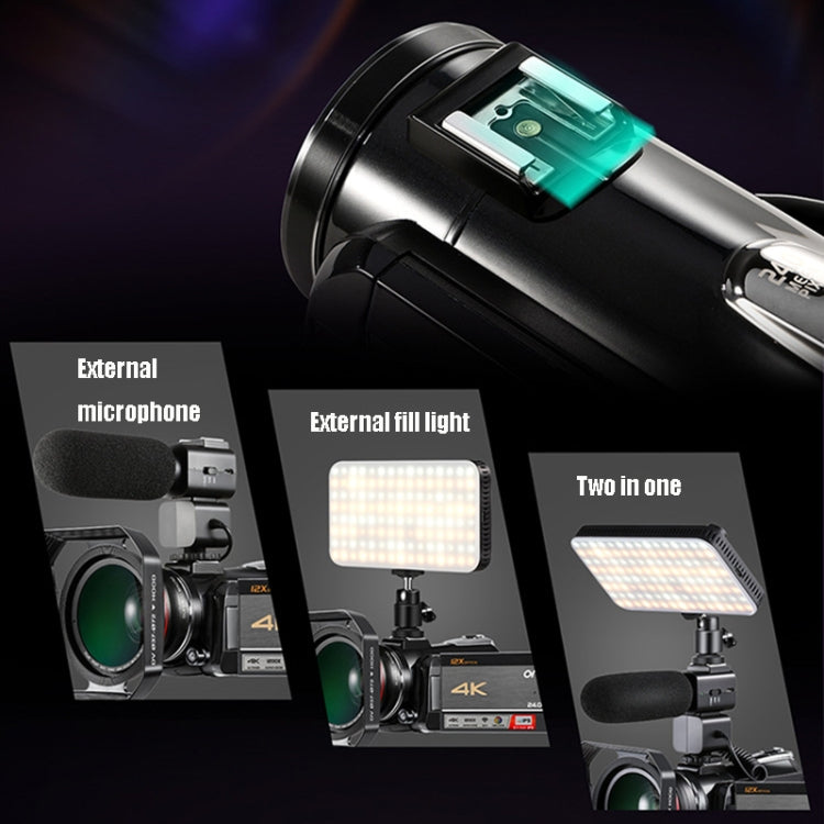 ORDRO AC5 4K HD Nachtsicht WiFi 12X Optischer Zoom Digitale Video DV Kamera Camcorder, Standard, Standard + Mikrofon, Standard + Mikrofon + Handhalterung, Standard + Mikrofon + Zusatzlicht
