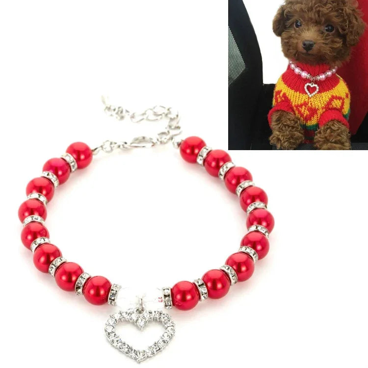 Perlenhalsband für Haustiere, Katzen- und Hundeaccessoires, Größen: S, M, L