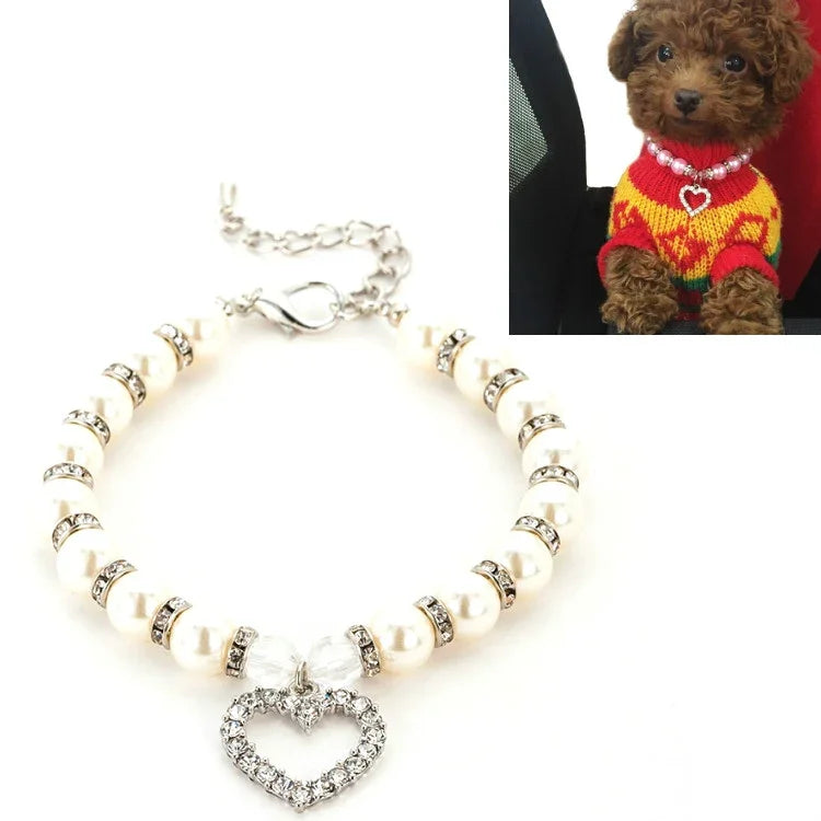 Perlenhalsband für Haustiere, Katzen- und Hundeaccessoires, Größen: S, M, L