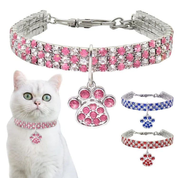 Diamant-Halsband für Haustiere, elastisch, für Katzen und Hunde, Schmuck, S, M, L