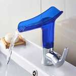 Badezimmer Heiß-Kaltwasserhahn Weinglas Wasserfallhahn, Transparent, Blau, Lila, Braun & Gelb