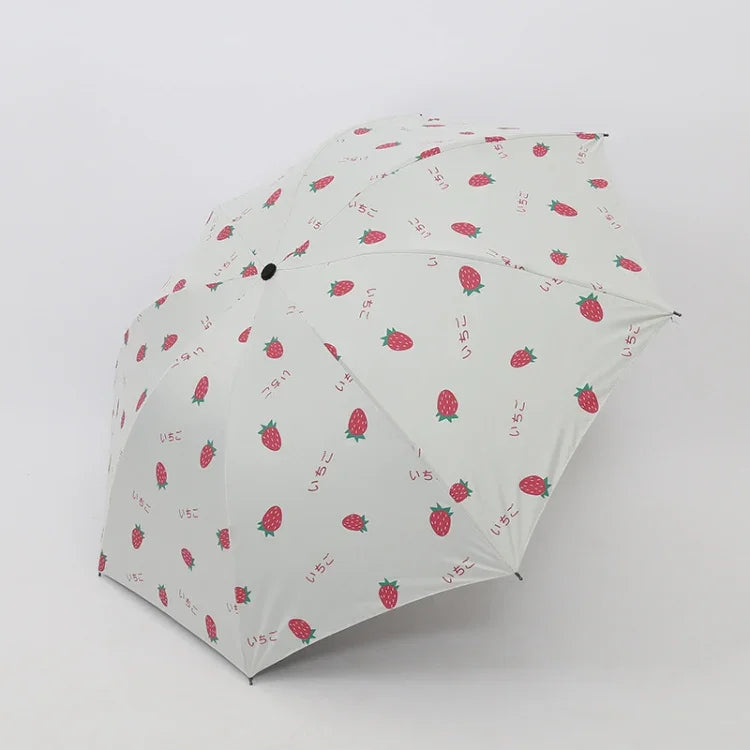 Kleiner, frischer Sonnenschirm für Damen, Studenten-Sonnenschirm, Vinyl, dreifach faltbar, einfacher Dual-Use-Sonnenschirm, Avocadogrün, Avocadoweiß, Avocadorosa, Erdbeerweiß, Erdbeerrosa, Pfirsichweiß, Pfirsichrosa