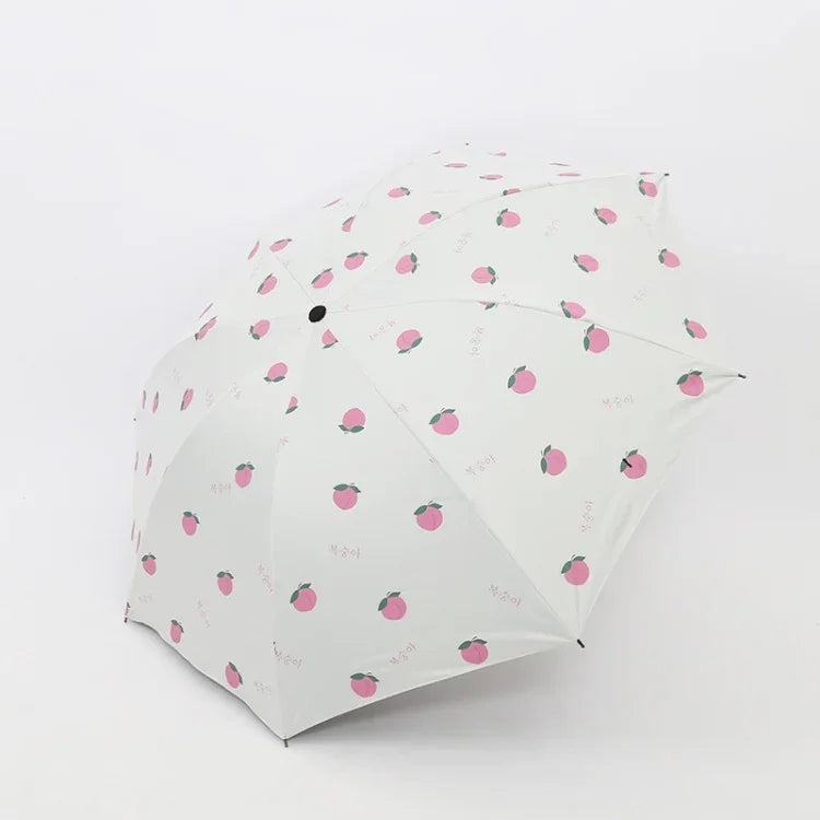 Kleiner, frischer Sonnenschirm für Damen, Studenten-Sonnenschirm, Vinyl, dreifach faltbar, einfacher Dual-Use-Sonnenschirm, Avocadogrün, Avocadoweiß, Avocadorosa, Erdbeerweiß, Erdbeerrosa, Pfirsichweiß, Pfirsichrosa