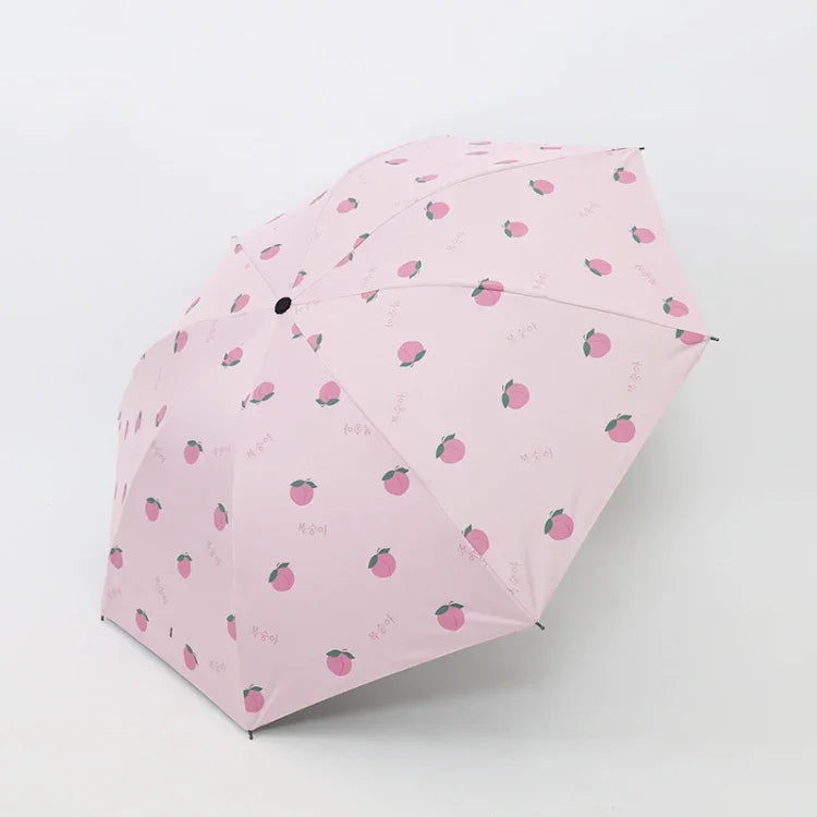 Kleiner, frischer Sonnenschirm für Damen, Studenten-Sonnenschirm, Vinyl, dreifach faltbar, einfacher Dual-Use-Sonnenschirm, Avocadogrün, Avocadoweiß, Avocadorosa, Erdbeerweiß, Erdbeerrosa, Pfirsichweiß, Pfirsichrosa