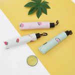 Kleiner, frischer Sonnenschirm für Damen, Studenten-Sonnenschirm, Vinyl, dreifach faltbar, einfacher Dual-Use-Sonnenschirm, Avocadogrün, Avocadoweiß, Avocadorosa, Erdbeerweiß, Erdbeerrosa, Pfirsichweiß, Pfirsichrosa