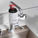 Zoosen Elektrischer Warmwasserhahn Anschlusstyp Durchlauferhitzer CN Stecker, Stil:Weiß + Auslaufschutz, Weiß, Mit Duschkopfanschluss, Weiß + Auslaufschutz