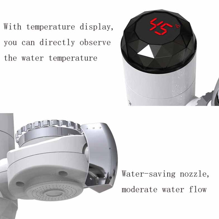 Zoosen Elektrischer Warmwasserhahn Anschlusstyp Durchlauferhitzer CN Stecker, Stil:Weiß + Auslaufschutz, Weiß, Mit Duschkopfanschluss, Weiß + Auslaufschutz