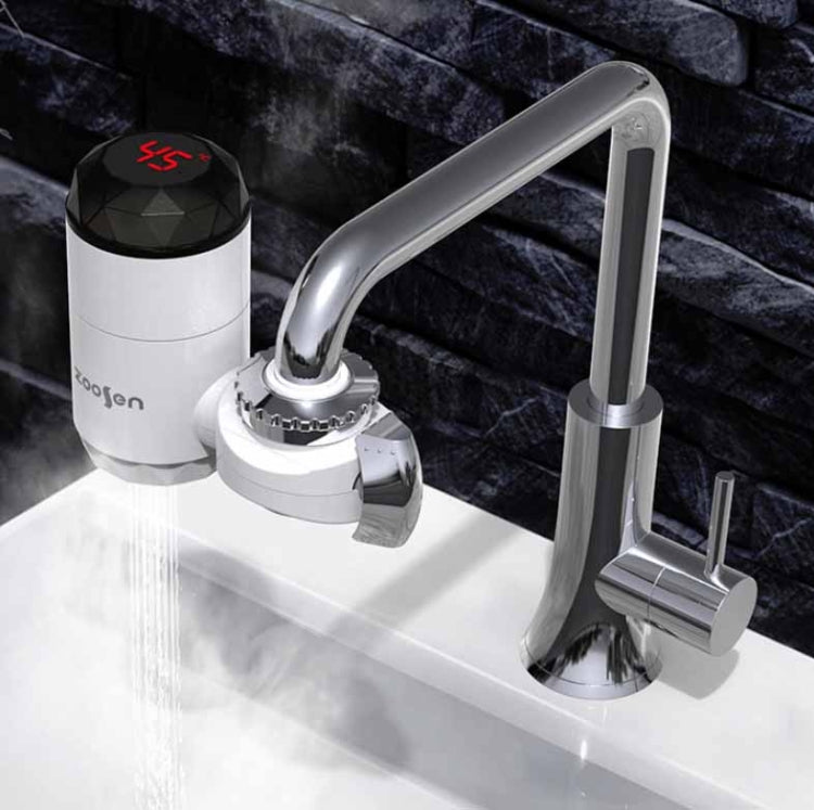 Zoosen Elektrischer Warmwasserhahn Anschlusstyp Durchlauferhitzer CN Stecker, Stil:Weiß + Auslaufschutz, Weiß, Mit Duschkopfanschluss, Weiß + Auslaufschutz
