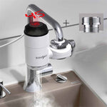 Zoosen Elektrischer Warmwasserhahn Anschlusstyp Durchlauferhitzer CN Stecker, Stil:Weiß + Auslaufschutz, Weiß, Mit Duschkopfanschluss, Weiß + Auslaufschutz